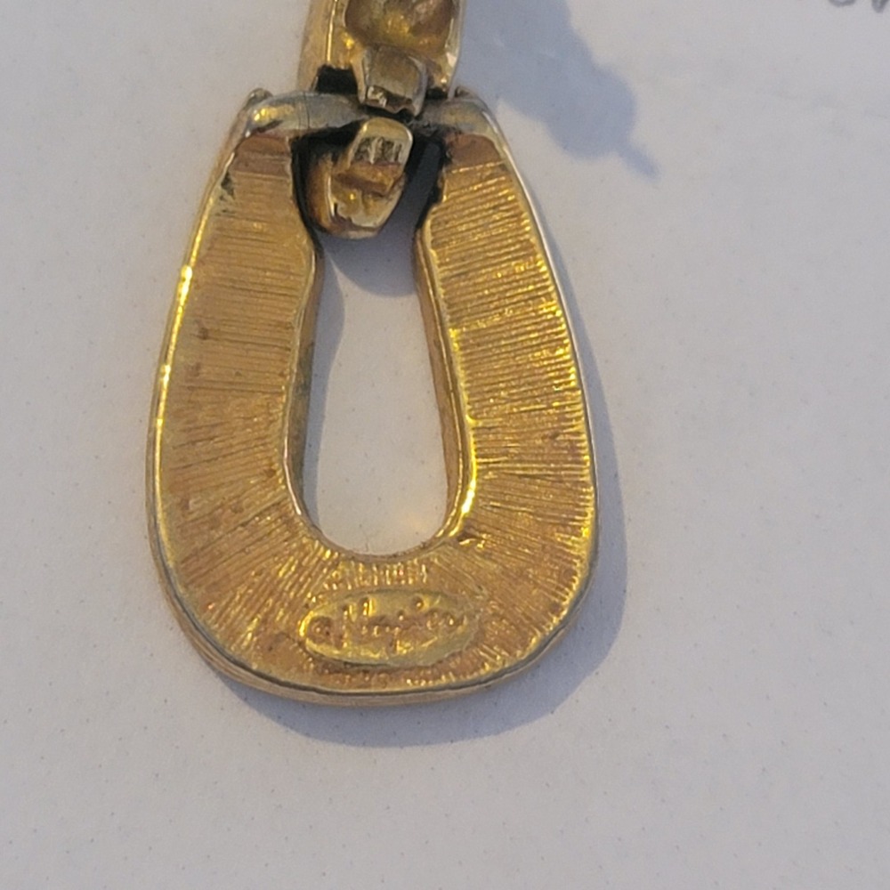 Vintage Napier Gold Tone‎ & Black Enamel Drop Earrings Signed Designer - Picture 2 of 3